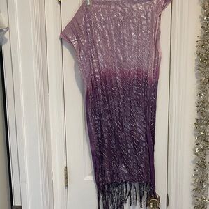 Purple Ombre Fringe scarf or swim. Over up 20” wide x 70” long